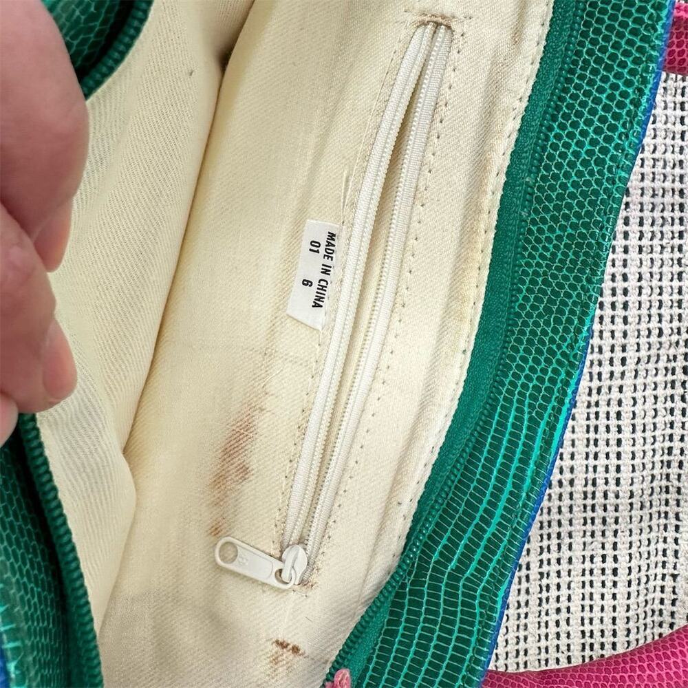 Vintage Rainbow 80s 90s Shoulder Bag‎ Woven Straw Maximalist Colorful Retro - Picture 10 of 14